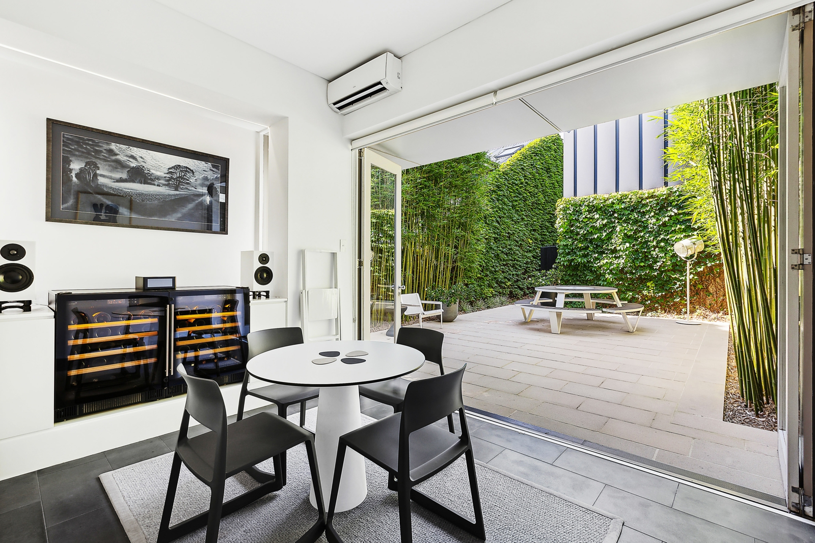 Dining room looking onto patio